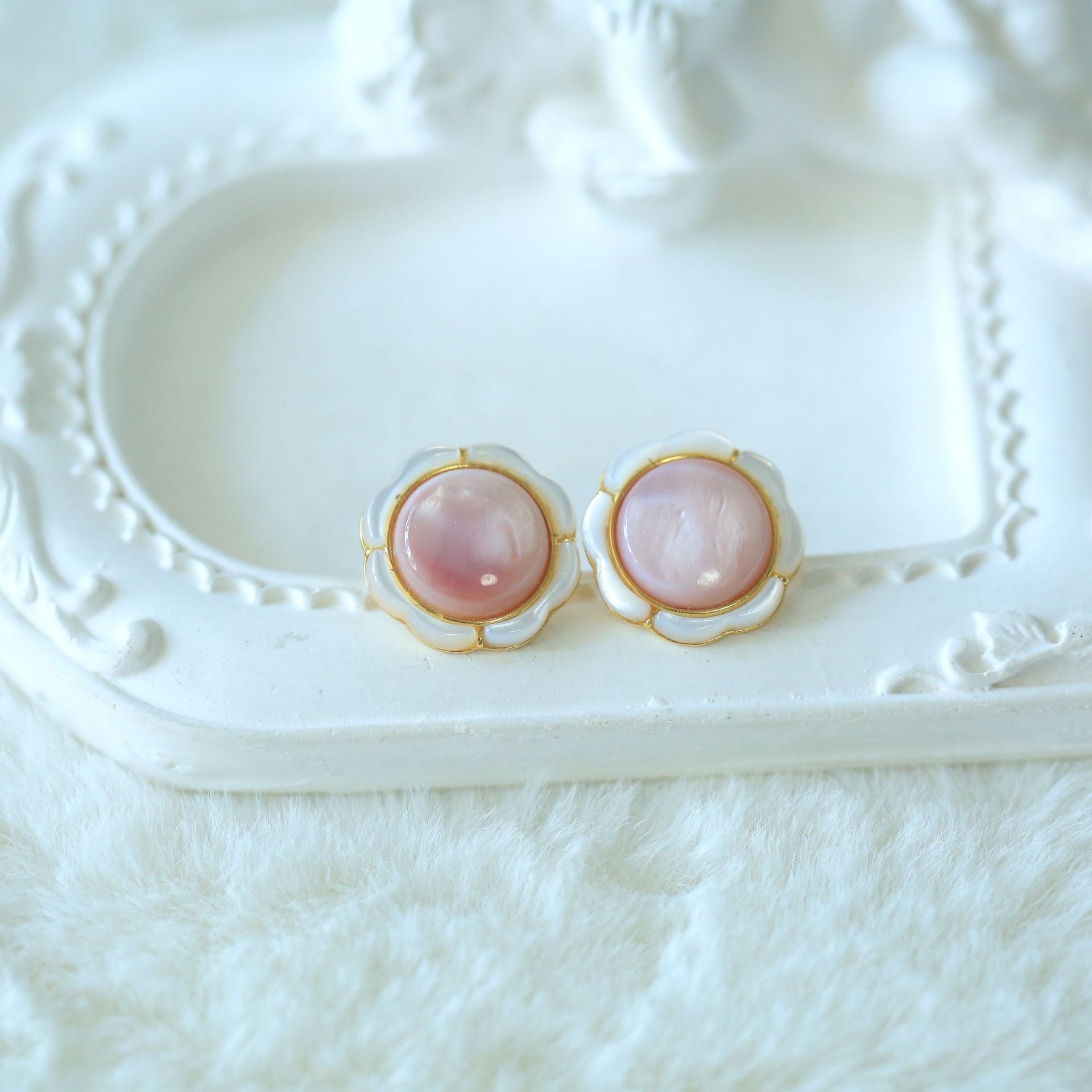 S925 Silver Aurora Purple Shell Earrings Collection – Vintage Romantic Mother-of-Pearl Series