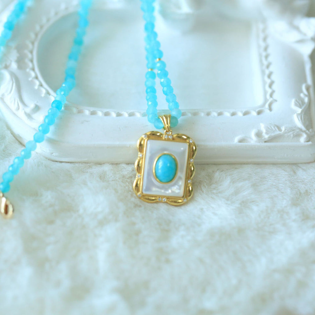 Vintage Amazonite Jewelry Set – Gold Ring, Necklace, Earrings & Pendant Collection