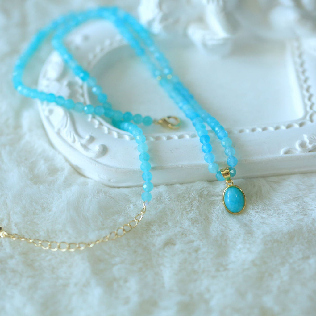 Vintage Amazonite Jewelry Set – Gold Ring, Necklace, Earrings & Pendant Collection