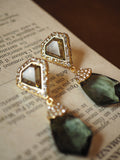 Vintage Green Crystal Tassel Earrings – Geometric Retro Statement Jewelry