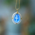 S925 Silver Ballerina Cameo Pendant Necklace – Hand-Carved Blue Agate & Mother-of-Pearl