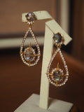 Vintage Abalone Compass Drop Earrings – Retro Crystal Statement Design