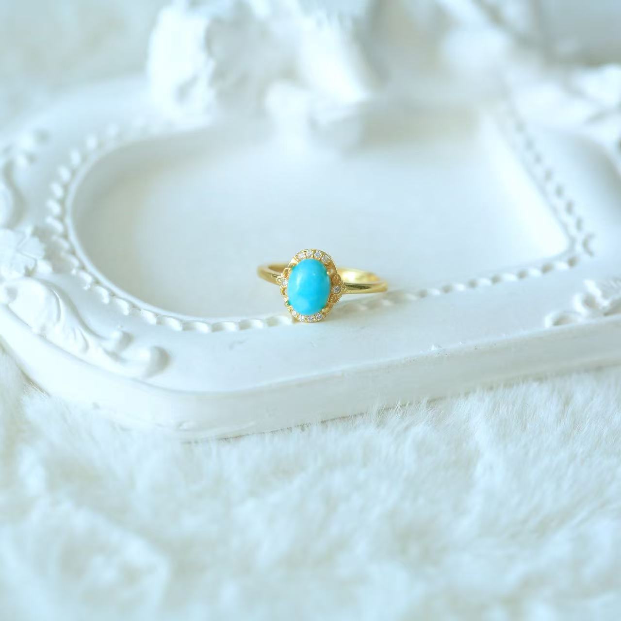 Vintage Amazonite Jewelry Set – Gold Ring, Necklace, Earrings & Pendant Collection